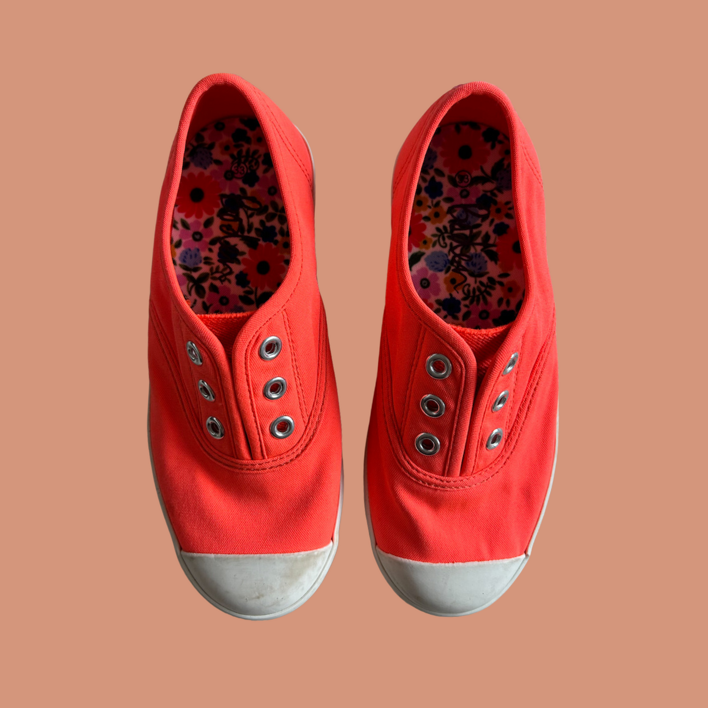 z. Kid sneakers - Neon coral and white slip-on Y2