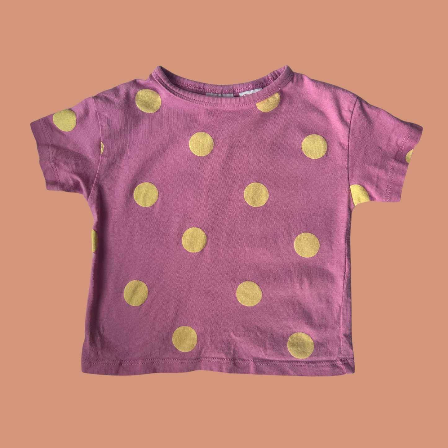 Baby t-shirt - Purple pink and yellow polkadot 6-9 month