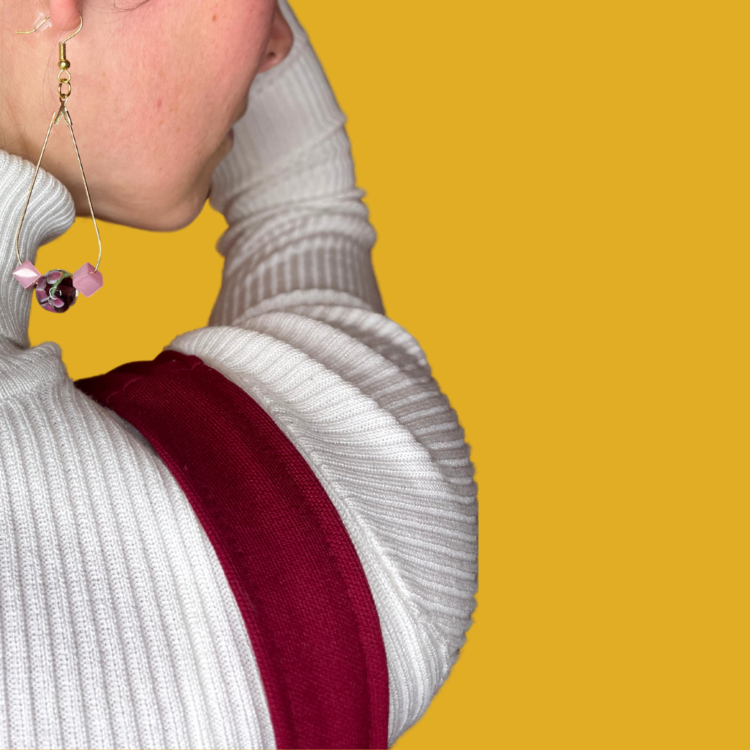 Boucles d'oreilles - Forme goutte dorée ou argentée avec perles colorées