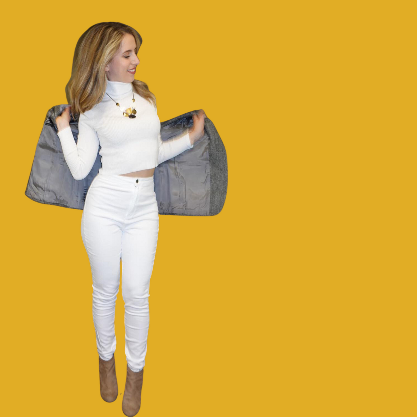 Sweater - Turtleneck crop top white size S