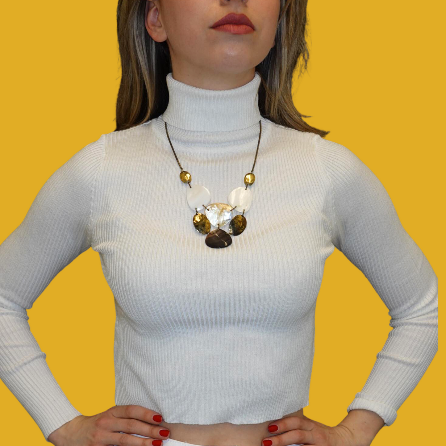 Sweater - Turtleneck crop top white size S