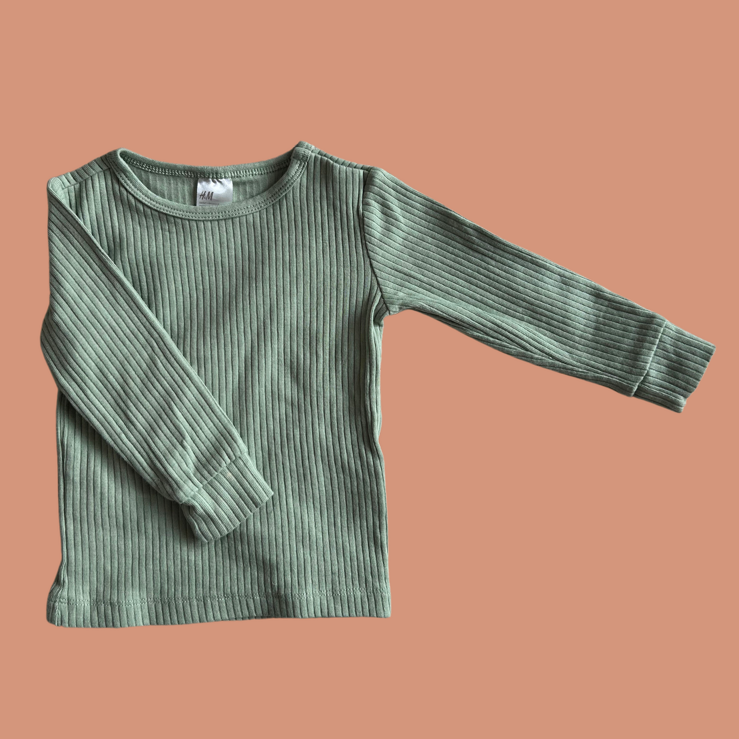 Baby top - Sage green ribbed set 6-9 month