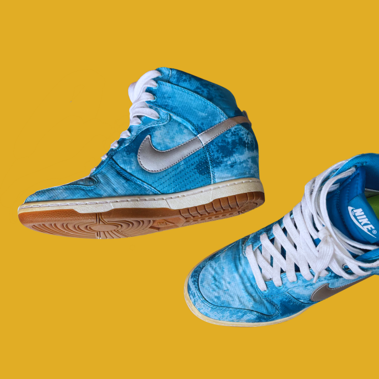 Baskets - Turquoise, argent mat et blanc taille 7.5/8 (37,5 - 38)