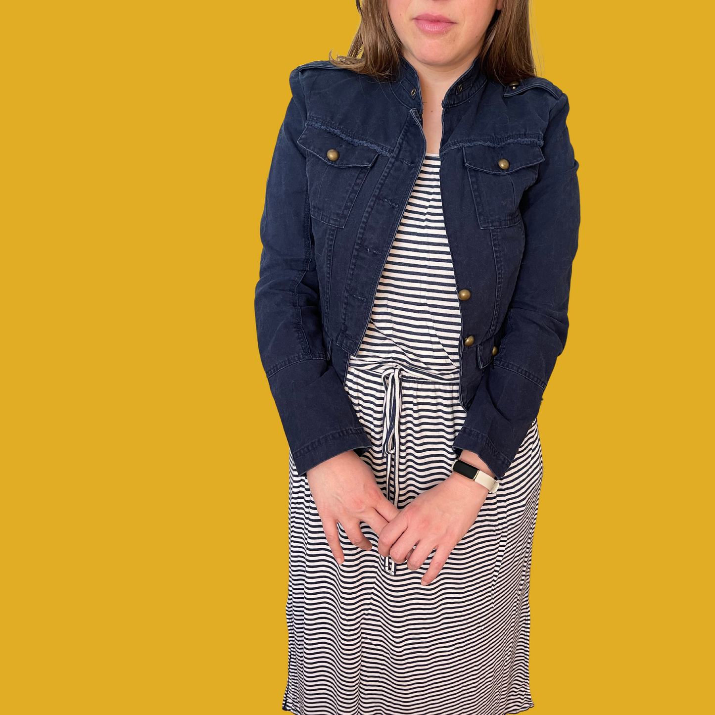 Robe - Longue rayée bleu marine et blanc sans manches taille L