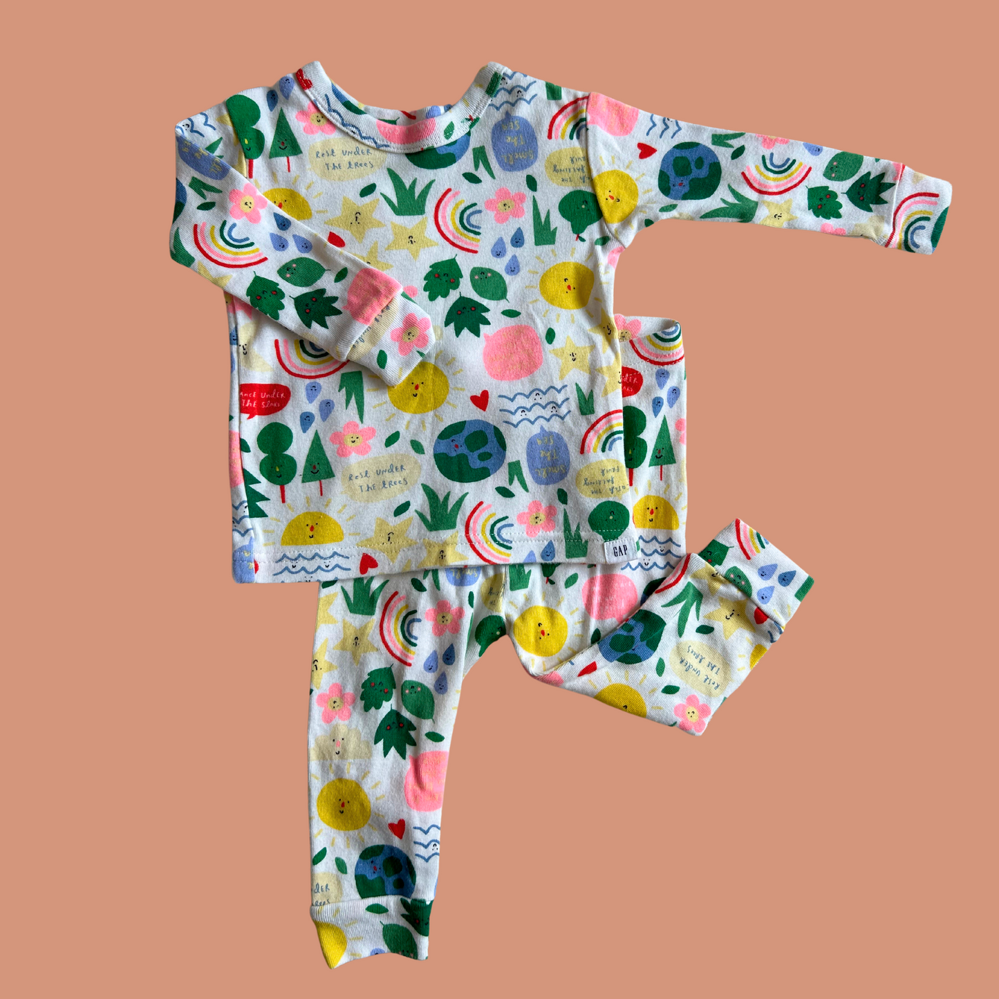 Pyjama bébé - Imprimé arbres et feuilles multicolores 6-12 mois (2 pièces)