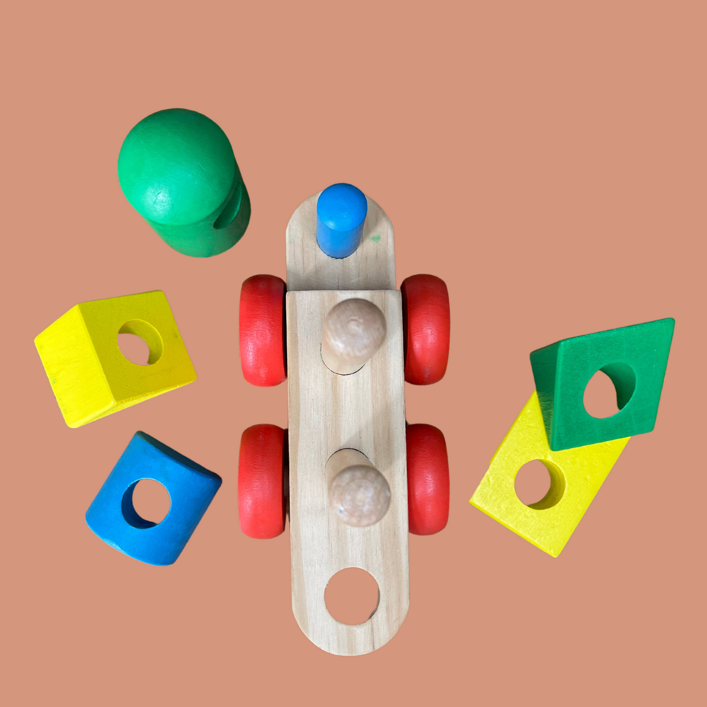Kid / Baby wooden truck - Blocks for construction (set of 6 pieces)