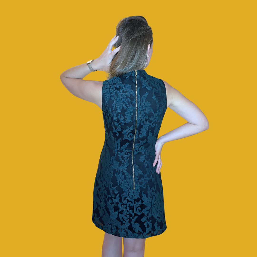Dress - Green velvet and black lace size L (40)