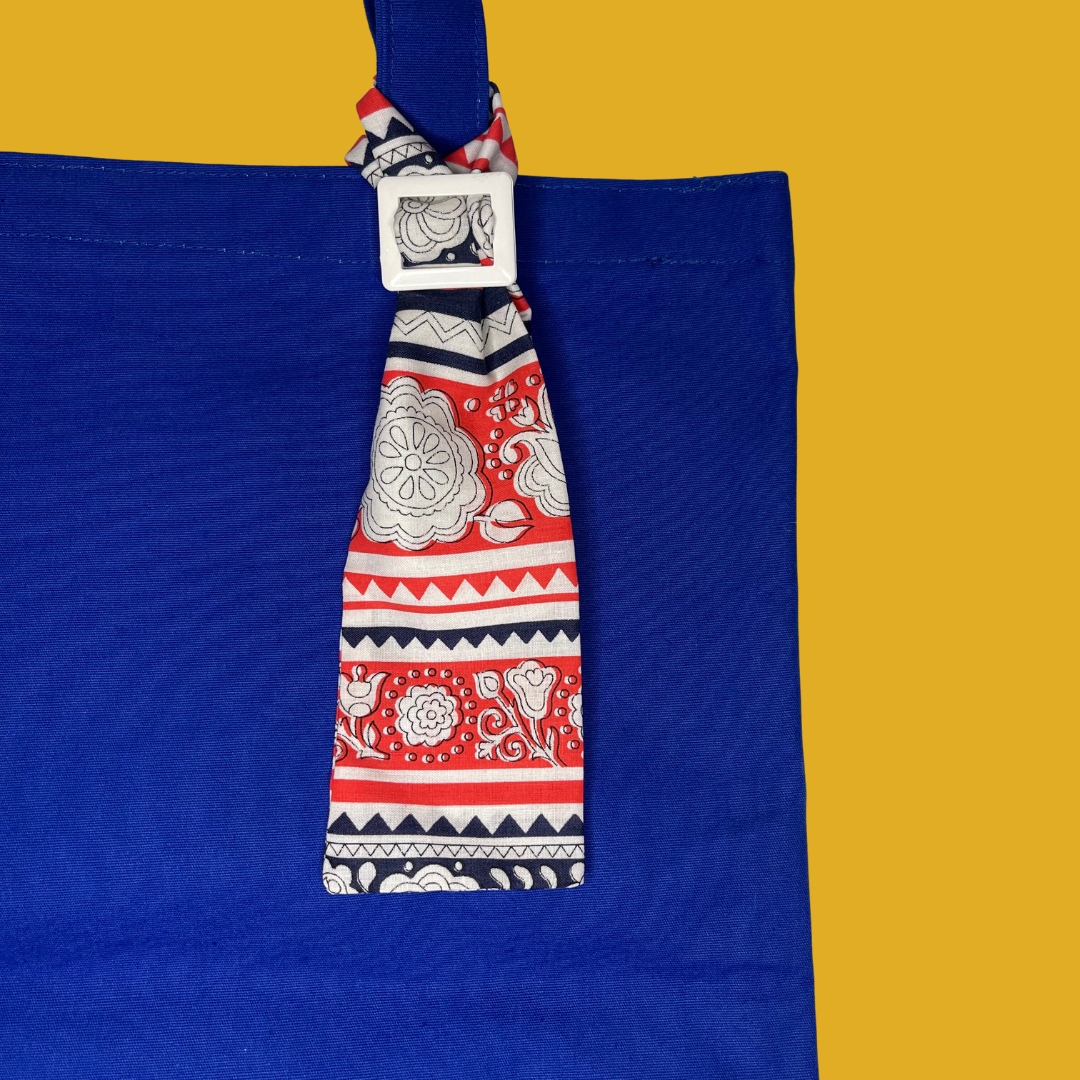 1. Tote bag - Klein blue with a removable multi-coloured bow