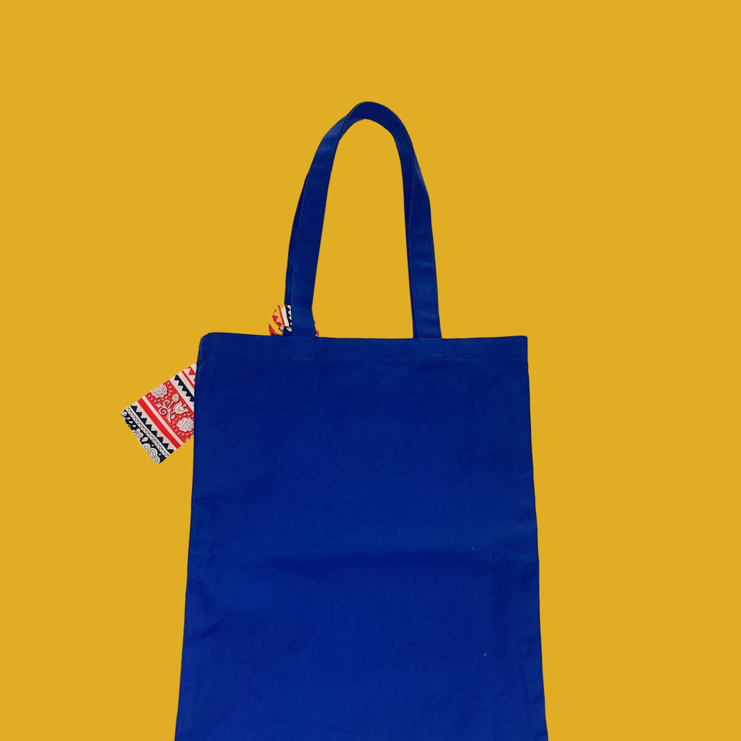 1. Tote bag - Klein blue with a removable multi-coloured bow