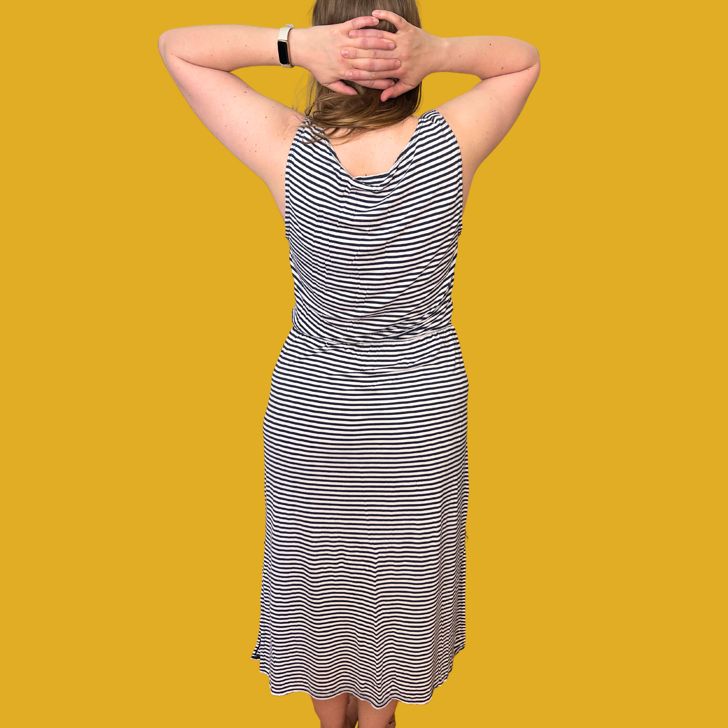 Robe - Longue rayée bleu marine et blanc sans manches taille L