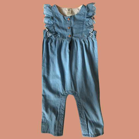 z. Baby overalls - Chambray eyelet romper 18 month