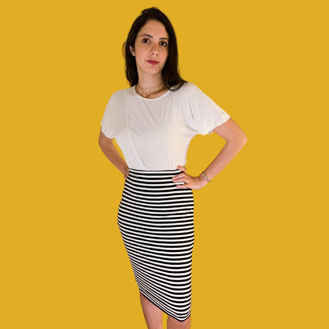 1. Skirt - Pencil cut black and white stripes size M
