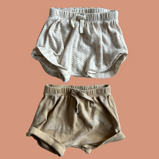 Short bébé - Beige et marron doux 0-3 mois (lot de 2)