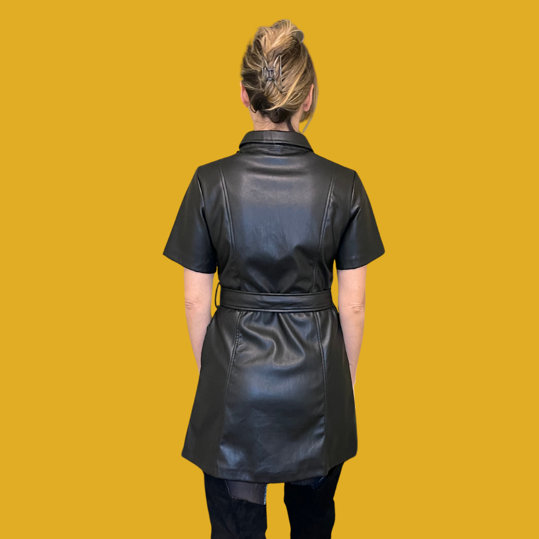 1. Dress - Black vegan leather with a belt size M