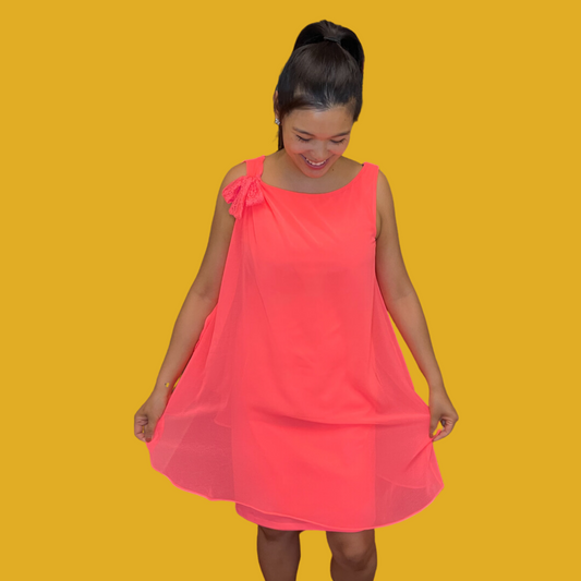 Robe - Corail fluo avec tulle taille L/XL