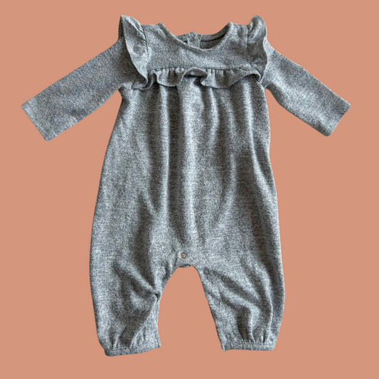 z. Baby overalls - Soft Grey Frilled Romper 0-3 month