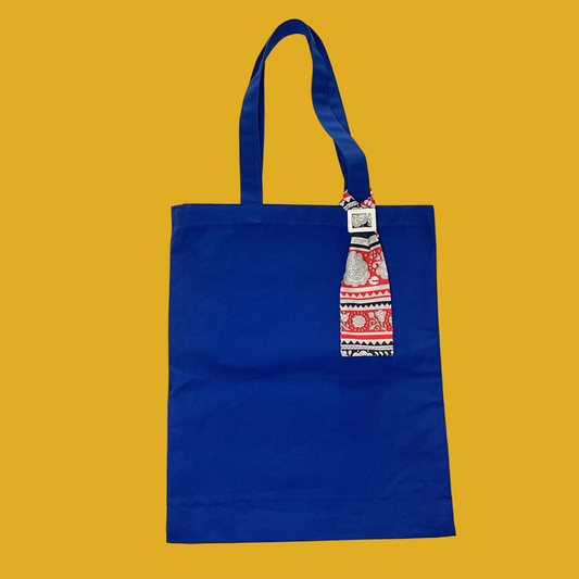 Tote bag - Bleu Klein avec noeud multicolore amovible