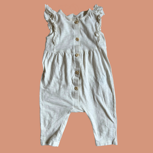 z. Baby overalls - White frilly romper 6-9 month