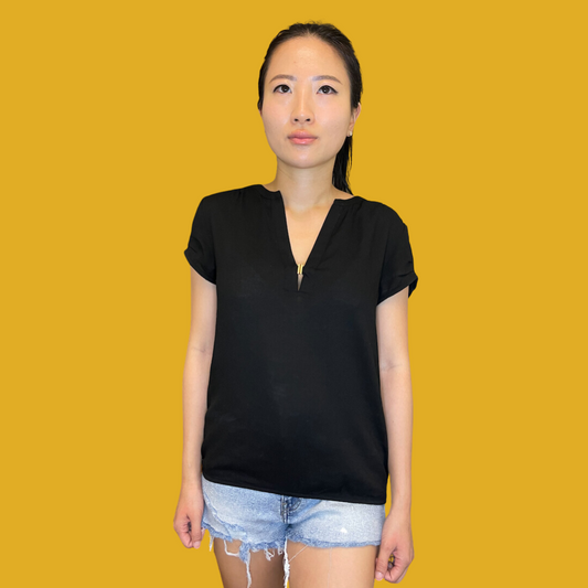 1. T-shirt - Black with a deep V-neck size S