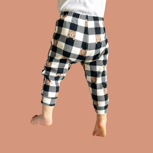 z. Baby leggings - Checkered bear print size 12 month