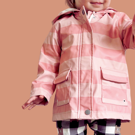 Enfant manteau - Imperméable doublé coton rose clair et rose foncé taille 2-3 ans